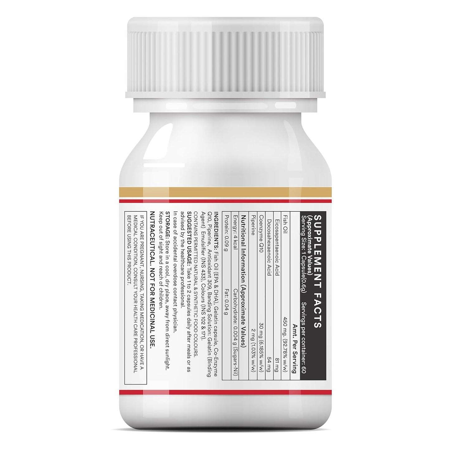 INLIFE Fish Oil Coenzyme Q10 Omega 3 Supplement - 60 Liquid Filled Capsules
