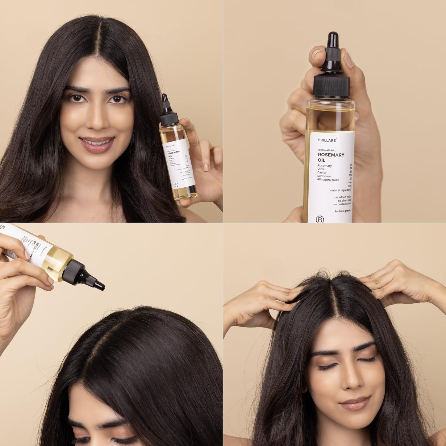 Brillare 10% Rosemary Hair Oil for Hair Growth with 10% Olive Oil & 5% Castor oil | Reduces Hair Fall | Strengthens Hair | Visible Results in 4 Weeks.