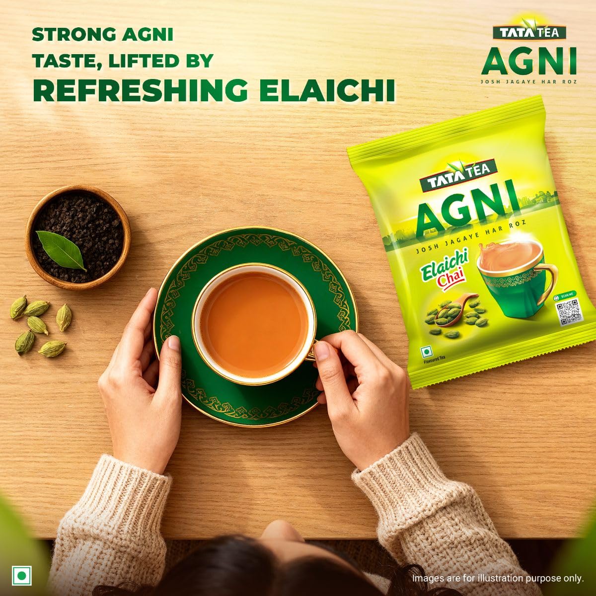 TATA TEA AGNI, Elaichi Chai,1Kg,cardamom tea