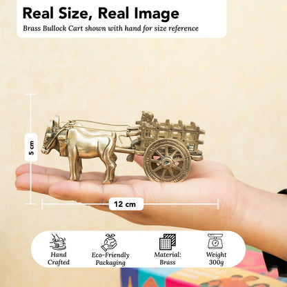100% Pure Brass Bullock Cart with Gift Box | Decorative Showpiece for Home Decor New Home Item | Indian Souvenir Gift for Foreigners Housewarming Grah Pravesh Wedding Diwali Gift