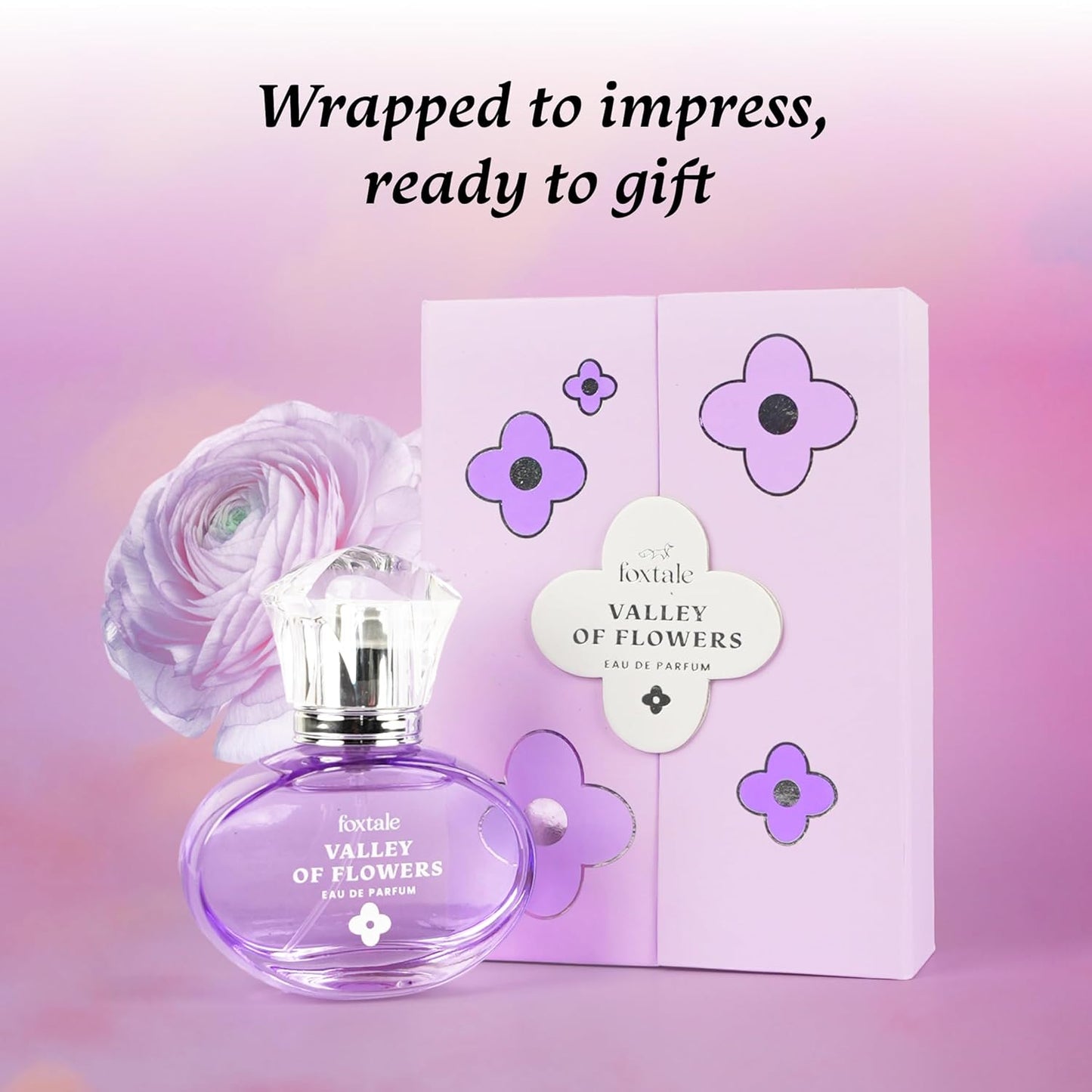 Foxtale Valley of Flowers Eau De Parfum | Long Lasting Floral Perfume | With Notes of Jasmine Sambac, Green Mandarin & Madagascar Vanilla | Luxury Perfume
