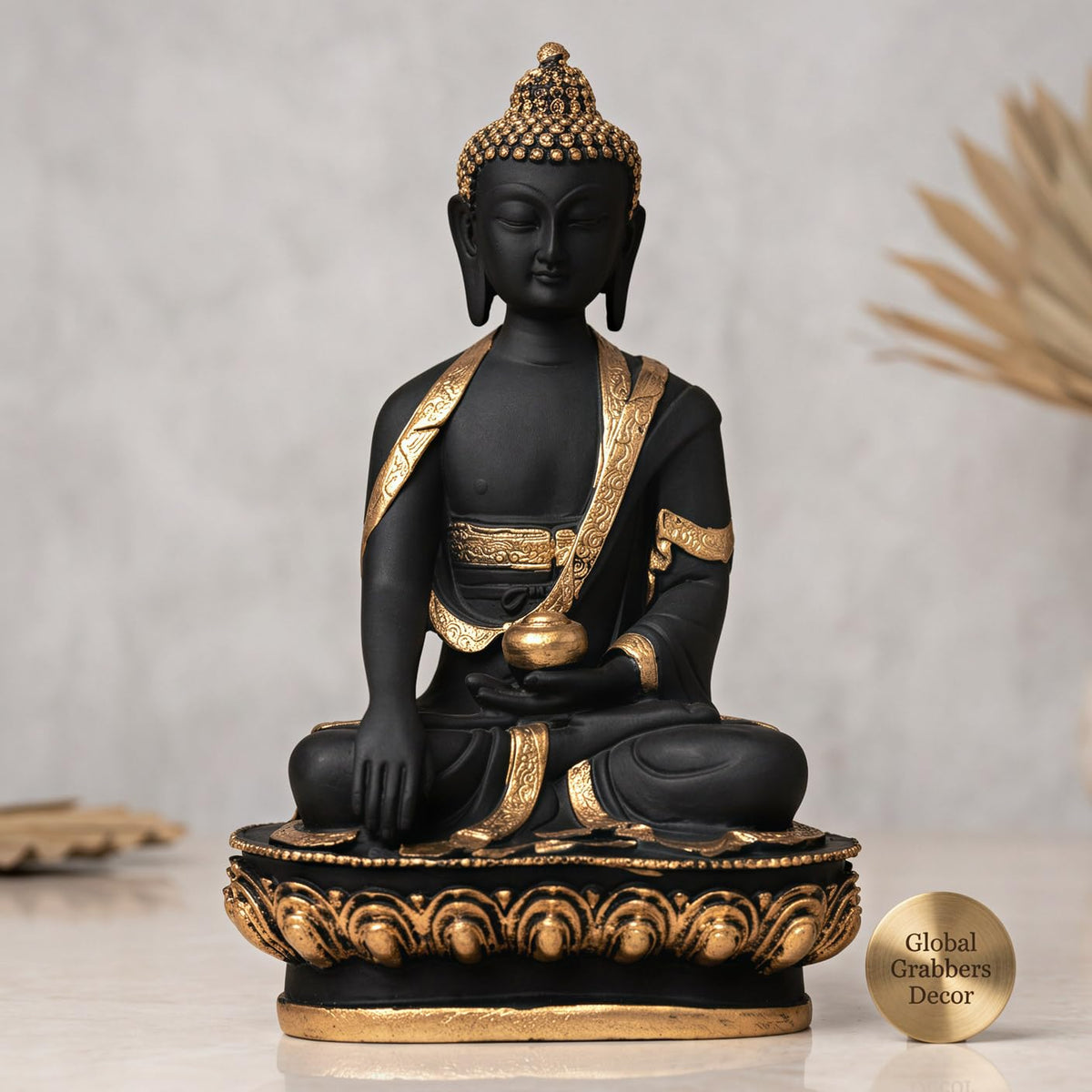 New Limited Edition Meditating Sitting Buddha Idol Statue showpiece Home Decor Decoration Items for Living Room and Gifts (Golden Black-BS1)
