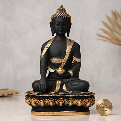 New Limited Edition Meditating Sitting Buddha Idol Statue showpiece Home Decor Decoration Items for Living Room and Gifts (Golden Black-BS1)