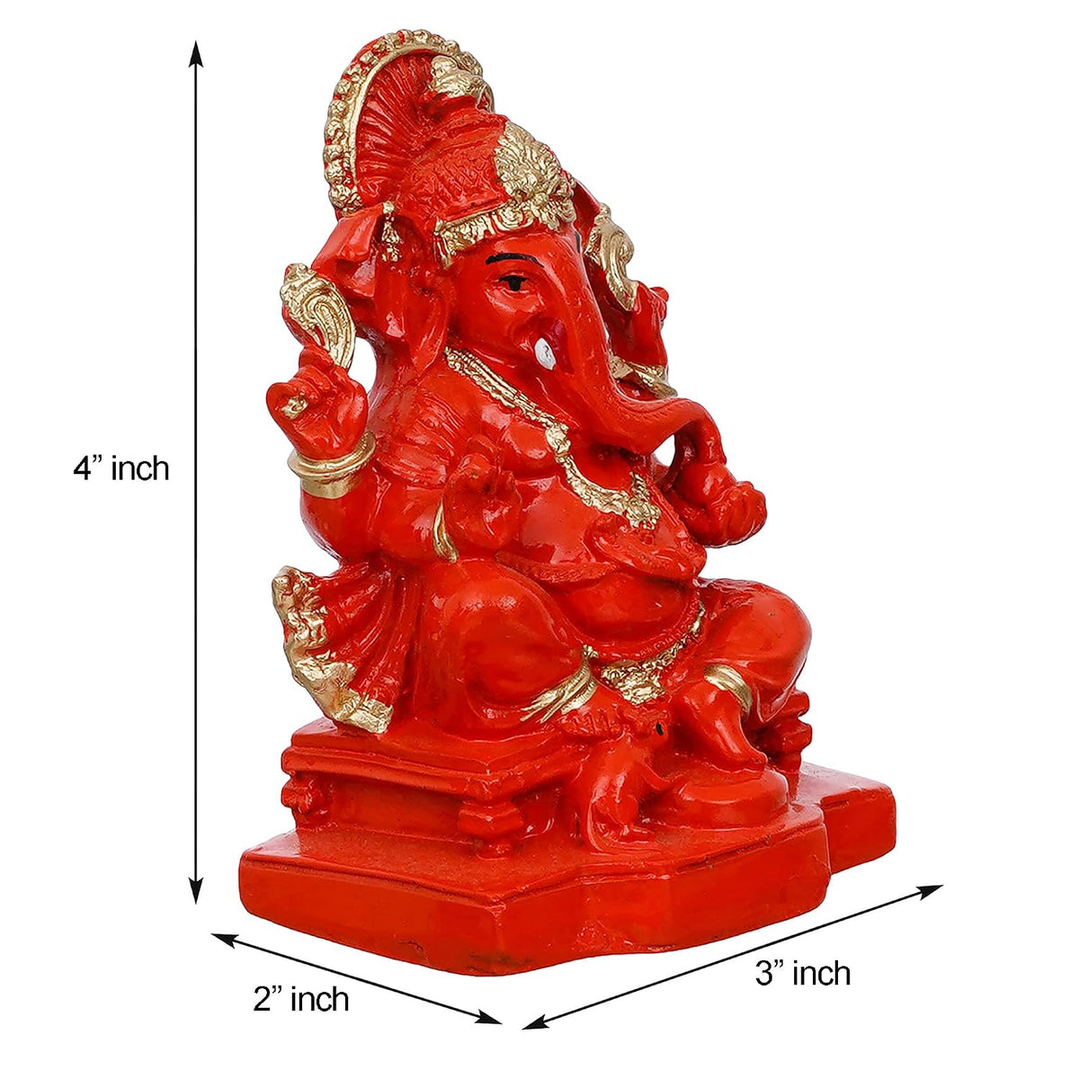 Polyresin Ganesha Statue for Car Dashboard Ganesha Murti Ganpati Idol Figurine for Home Temple| Ganesha Idol for Car Dashboard -Ganesha Idol for Home Decor Entrance (4 inches,Orange)