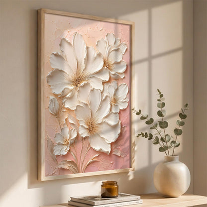 Decorative Floral Wall Art Painting With Frame | Modern Floral Painting For Living Room Bed Room Hotel Wall Decor Digital Reprint (14X20 inch)