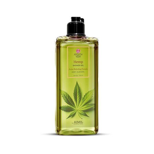 Ayouthveda Hemp Shower Gel for Men & Women | Hydrating & Calming Sulfate-Free Body Wash | Deep Cleansing Shower Gel for Soft & Glowing Skin | Suitable for All Skin Types | 250ml