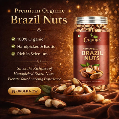 Organic Brazil Nuts, 50gm (Rich in Selenium | Superfood | Have 1 Daily | Product of Peru)