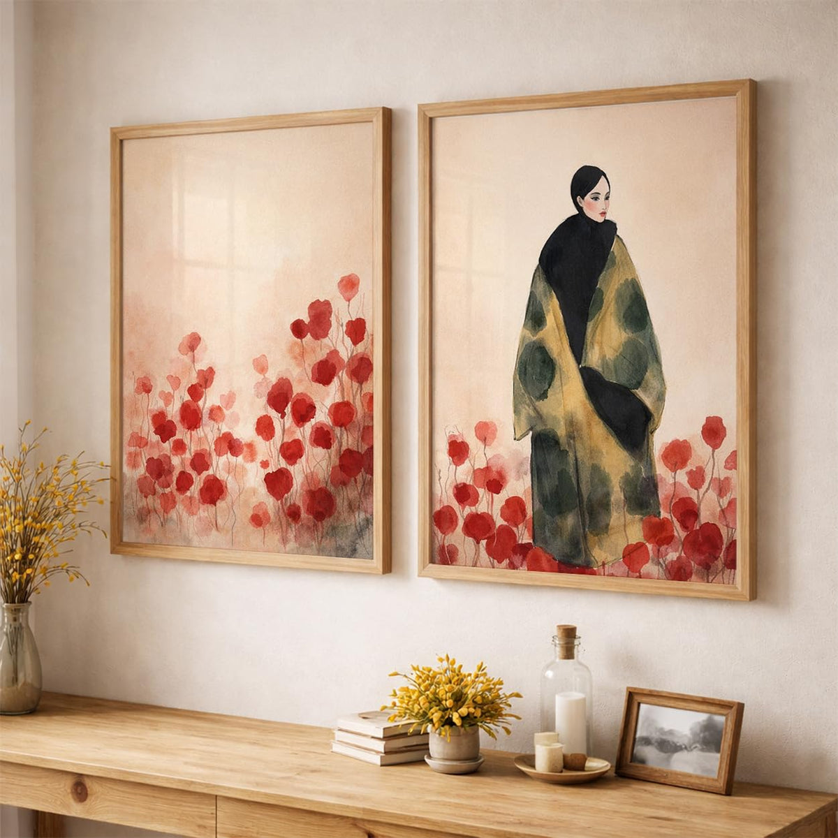 Modern Art Wall Painting Set of 2 for Living Room | Premium HD Printed Wall Frames for Bedroom, Office & Home Decor | Minimalist Contemporary Wall Art (Ready to Hang) (M.3, 13x19 inches)