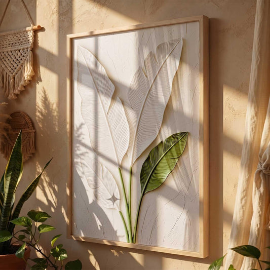 Aesthetic Botanical Art Home Decoration Painting | Leaf Paintings With Frame For Living Room Bed Room Hotel Wall Decor Digital Reprint (13x17 inch)