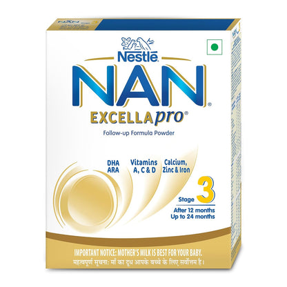 Nestlé NAN EXCELLAPRO Nan Stage 3 Follow-Up Formula Milk Powder For Babies, 12-24 months, With DHA, ARA, 400g Pouch in Box