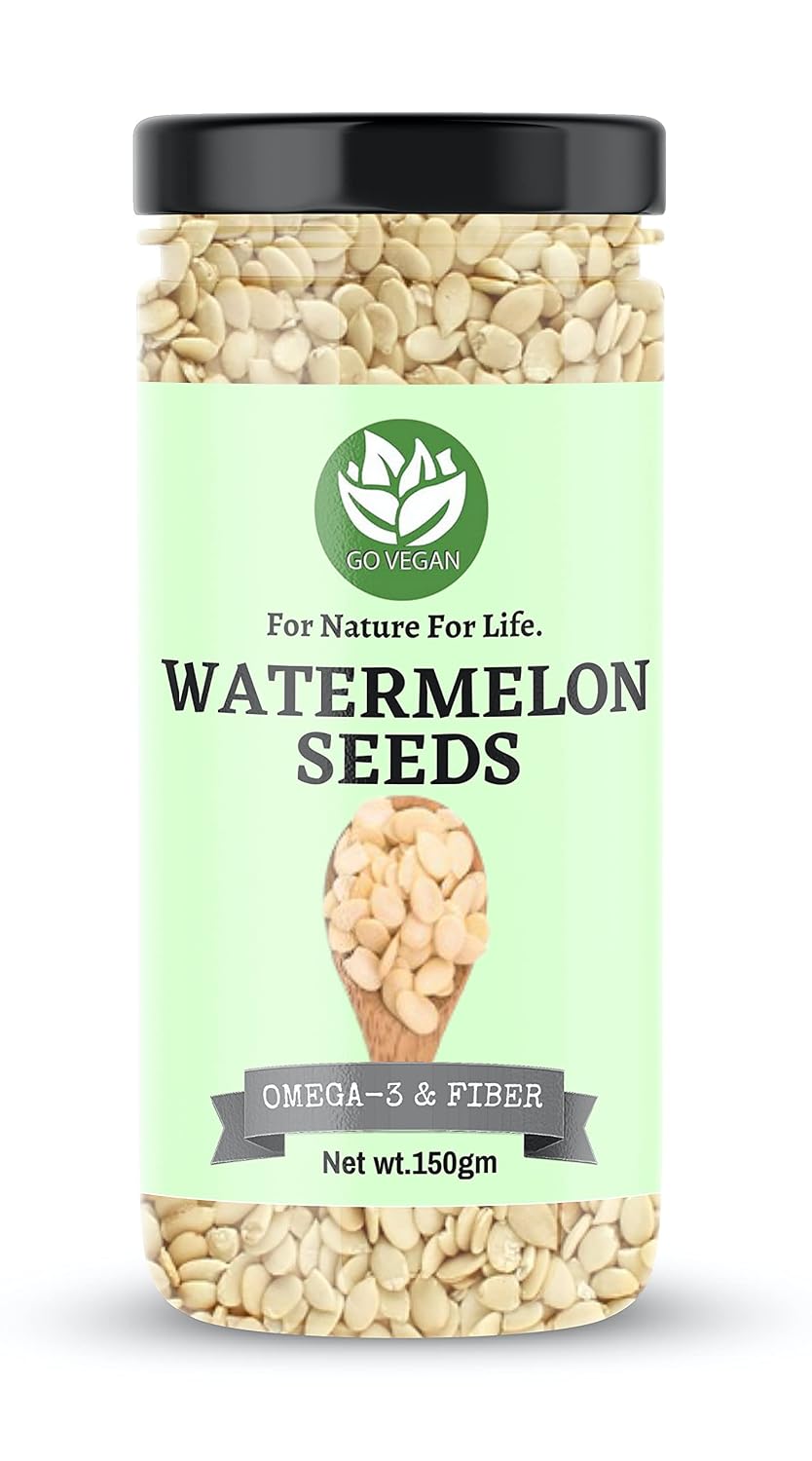 Go Vegan Watermelon Seeds for Eating - 150g | Tarbuj Magaj, Magaz Without Shell [Jar Pack]