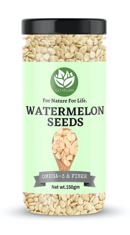 Go Vegan Watermelon Seeds for Eating - 150g | Tarbuj Magaj, Magaz Without Shell [Jar Pack]