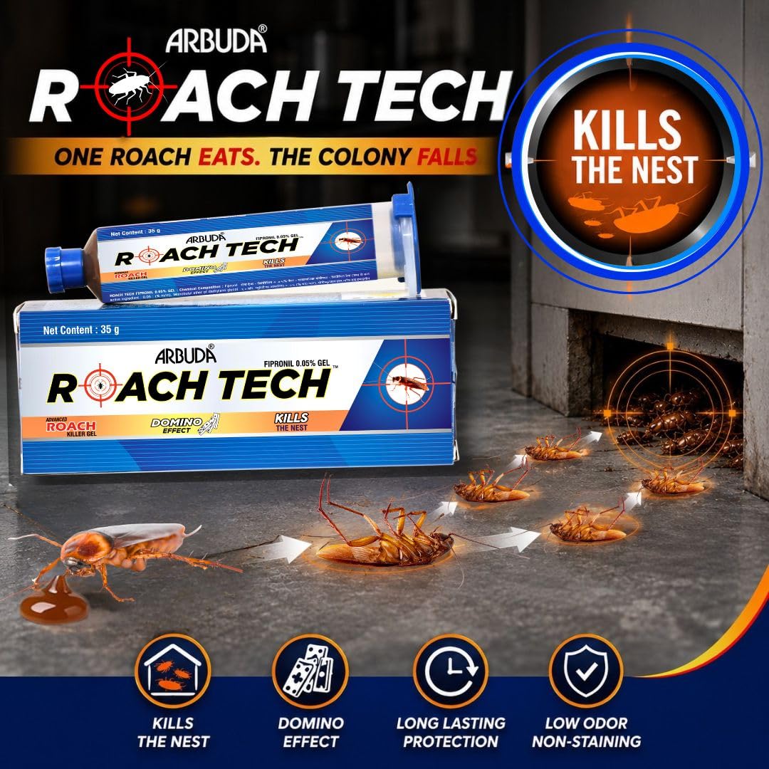 Arbuda Roach Tech Gel for Cockroach Control | Fast Acting Gel Bait | Colony Destroyer | Ready to Use (35g, Pack of 1)