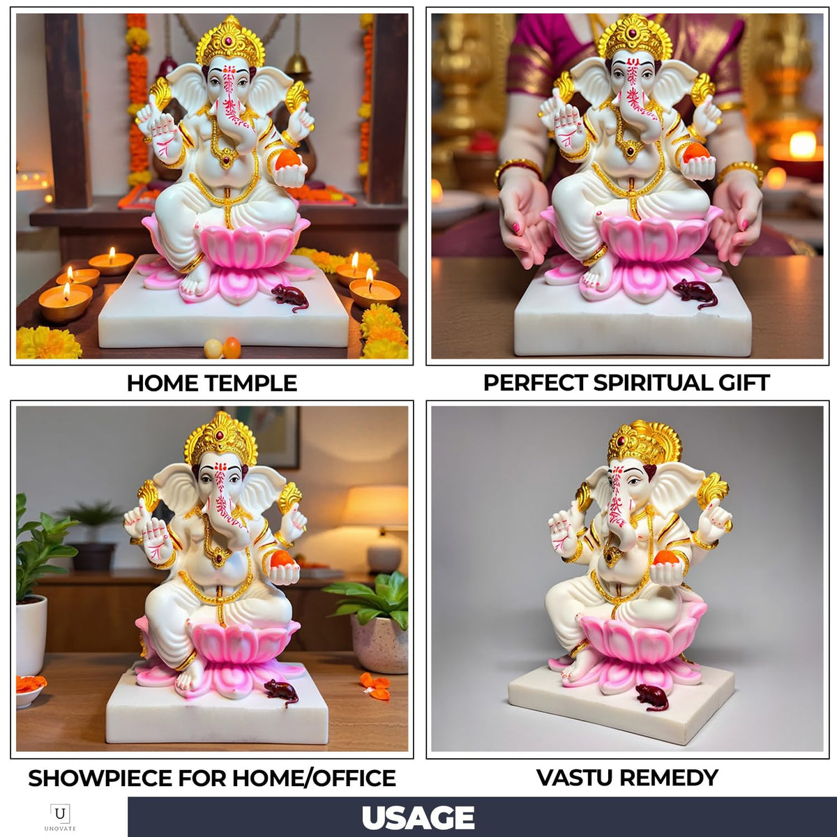 UNOVATE Ganesh Idol for Home Decor | Ganpati Idol for Pooja | Gifting