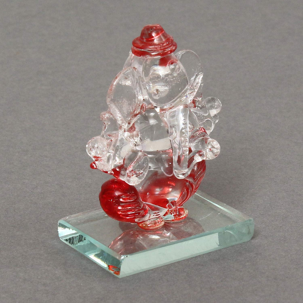 Red and Transparent Double Sided Crystal Car Ganesha Showpiece