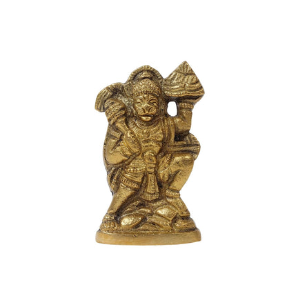 Brass Hanuman Ji Idol | Handcrafted Hanuman Murti for Pooja Room | Home Temple & Festival Gift (Design08: L4 x W2 x H5 cm)