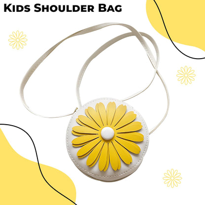 BEMBIKA Kids Sling Bag – Trendy Mini Crossbody Sling Backpack for Boys & Girls, Colorful PU Shoulder Bag -(3–6 Years | White Flower Design)