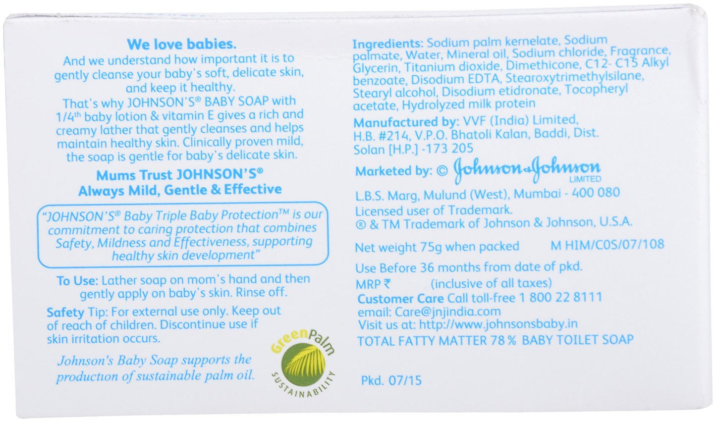 Johnson's Baby Soap, 75g Pack