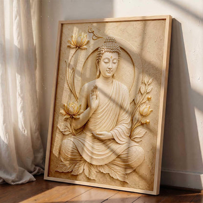 Hindu God Wall Art, 3D Textured Framed Print, Religious Spiritual Painting for Pooja Room, Living Room, Temple, Home Decor – Multiple Deity Designs (design 5, 13X19, Brown)