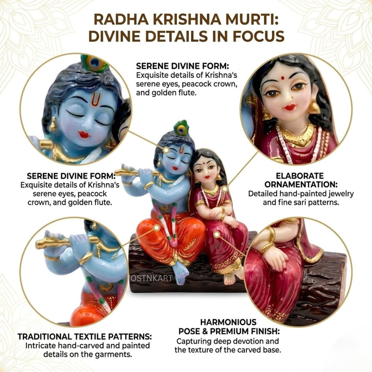 Radha Krishna Idol for Car Dashboard – 3.15 Inch Multicolour Polyresin Statue | Spiritual Showpiece for Home, Office & Temple | Decorative Gift for Housewarming, Diwali & Birthday