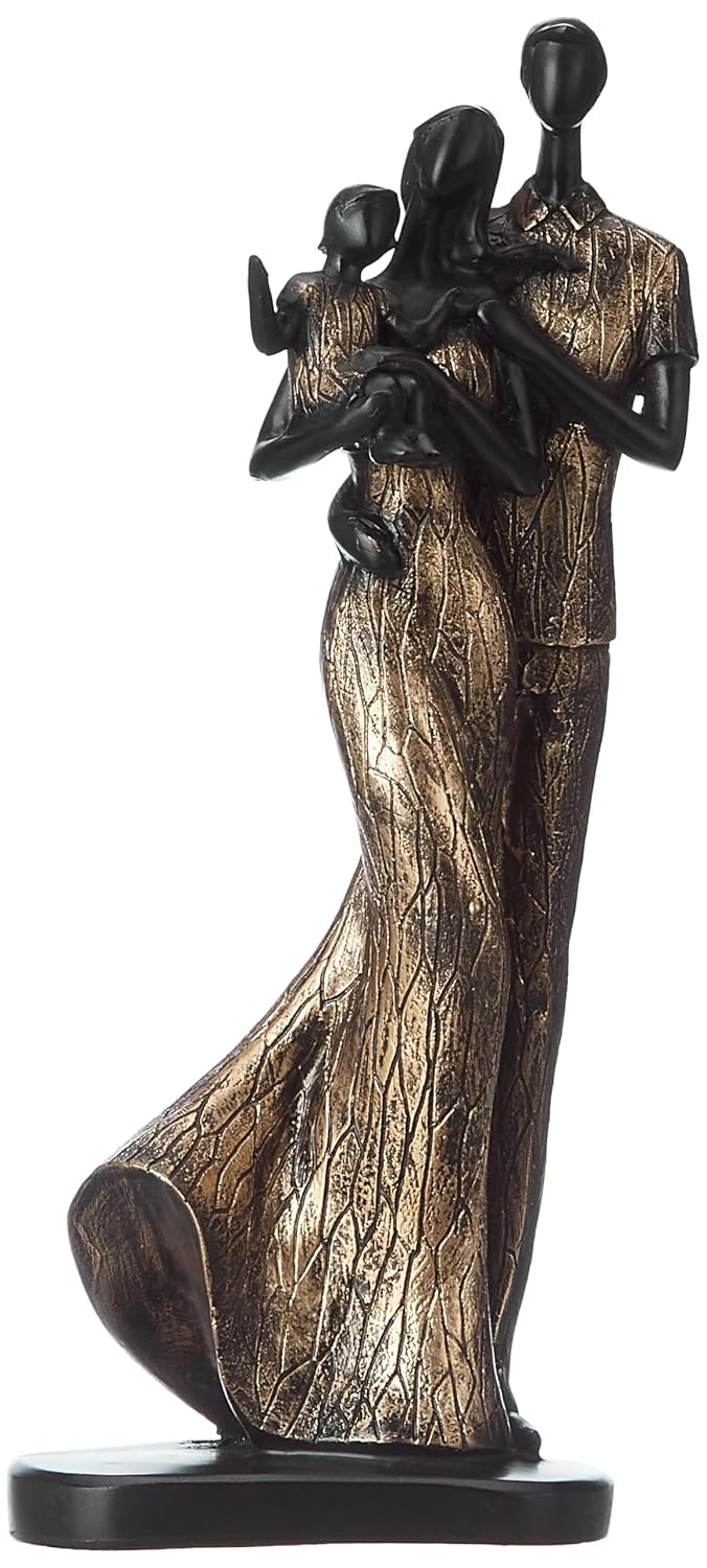 Stylish Loving Couple Resin Romantic Figurine Statue for Home Decor (Pack of 1, Golden Brown)