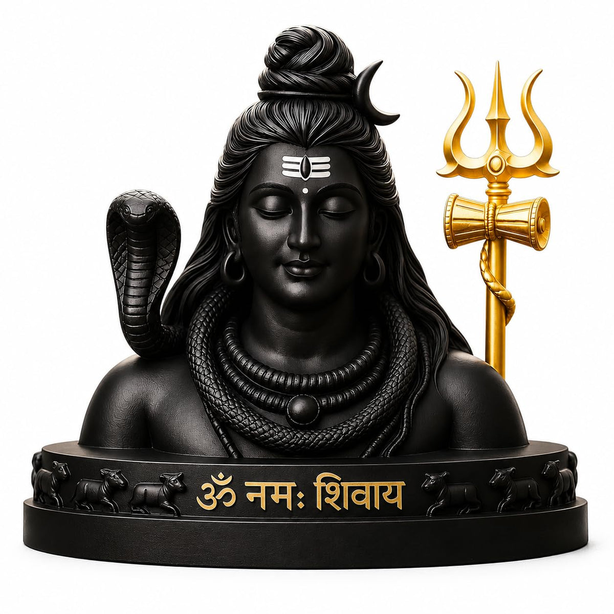 B.R STORE Lord Shiva Idol with Golden Trishul Bust, Black