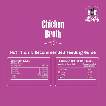 Chicken Bone Broth for Dogs I Freshly Made & Ready to Serve I Healthy Meal Topper I Preservative Free I Natural Collagen Supplement for Joint & Gut Health I Healthy Coat & Skin I 350 ml