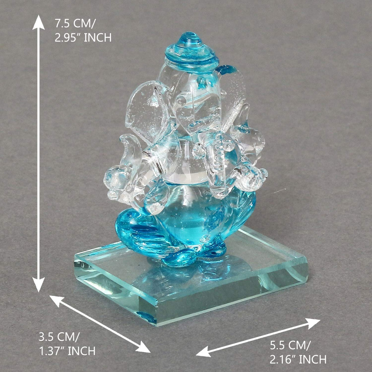 SkyBlue and Transparent Double Sided Crystal Car Ganesha Showpiece