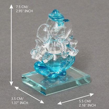 SkyBlue and Transparent Double Sided Crystal Car Ganesha Showpiece