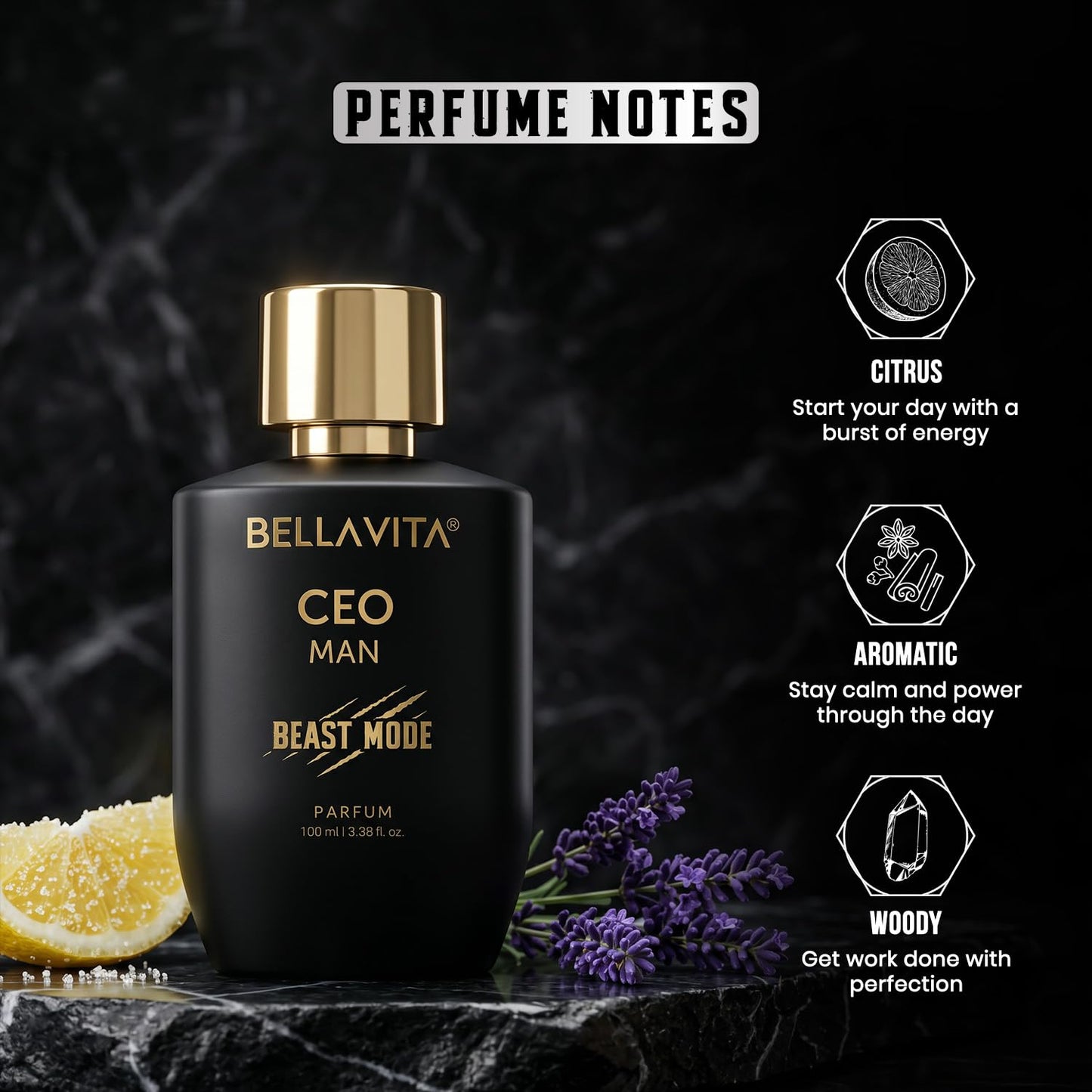 BELLAVITA CEO Man Beast Mode 100ml | 40% Parfum Oil Concentration | 10hr Long Lasting | Perfume for Man | 6 ft Projection | Premium Fragrance