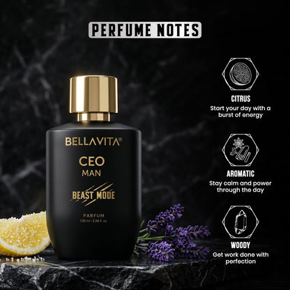 BELLAVITA CEO Man Beast Mode 100ml | 40% Parfum Oil Concentration | 10hr Long Lasting | Perfume for Man | 6 ft Projection | Premium Fragrance