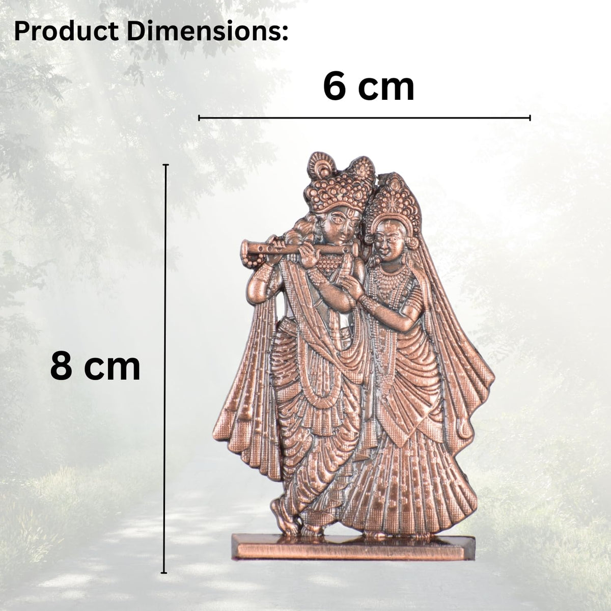 Radha Krishna Bansuri Idol for Car Dashboard – Copper Finish Hindu God Figurine Spiritual Decor for Car & Home (S909-CPR)