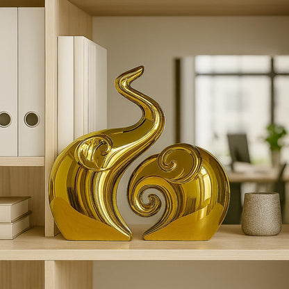 Beautiful Golden Elephant Couple for Home Decor (Pack of 2, Golden)