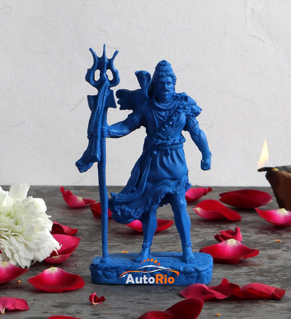 Lord Shiva Idol for Car Dashboard | Mahadev Statue for Home & Office Decor | Standing Shivji Figurine Showpiece | Hindu God Shankar Murti for Pooja & Gift (Blue)