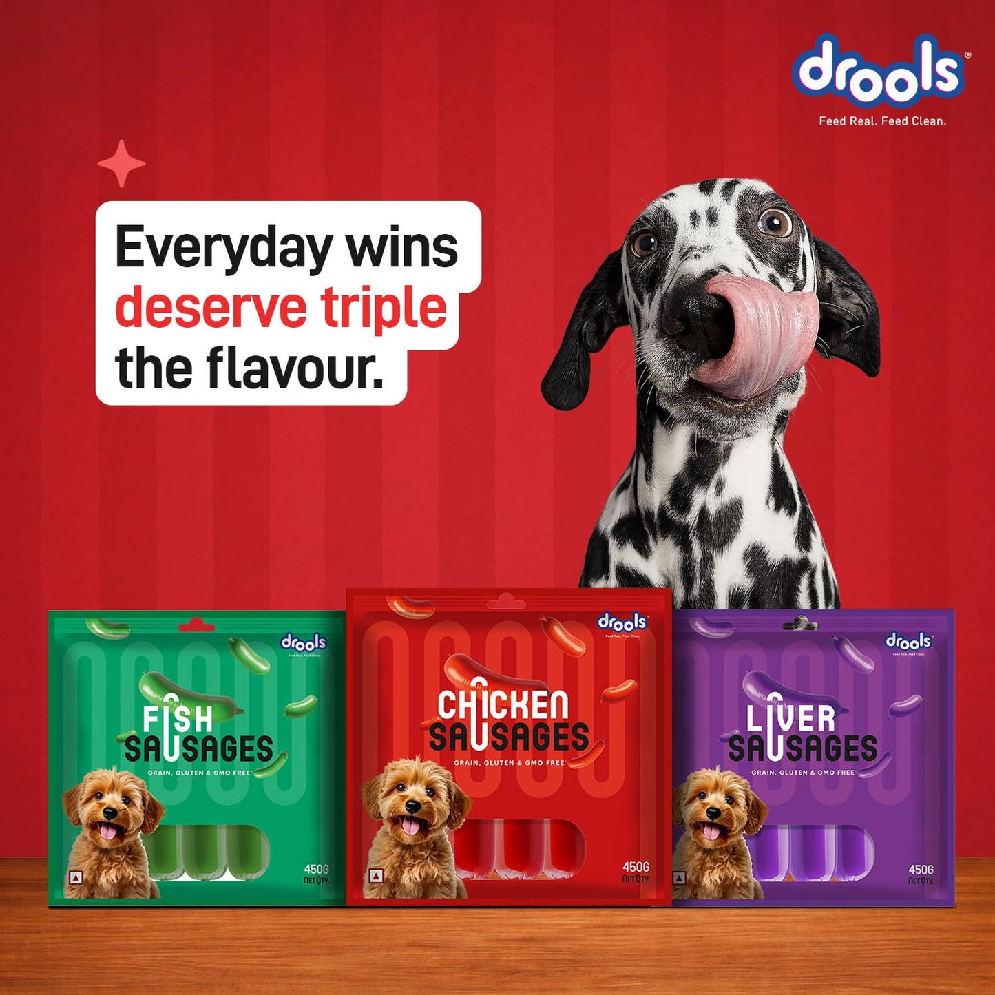 Drools Adult & Puppy Sausage for Dog, 450g | Chicken Flavour | High Protein | Treat & Food Topper | Grain Free | Best for Training & Bonding | No Preservatives