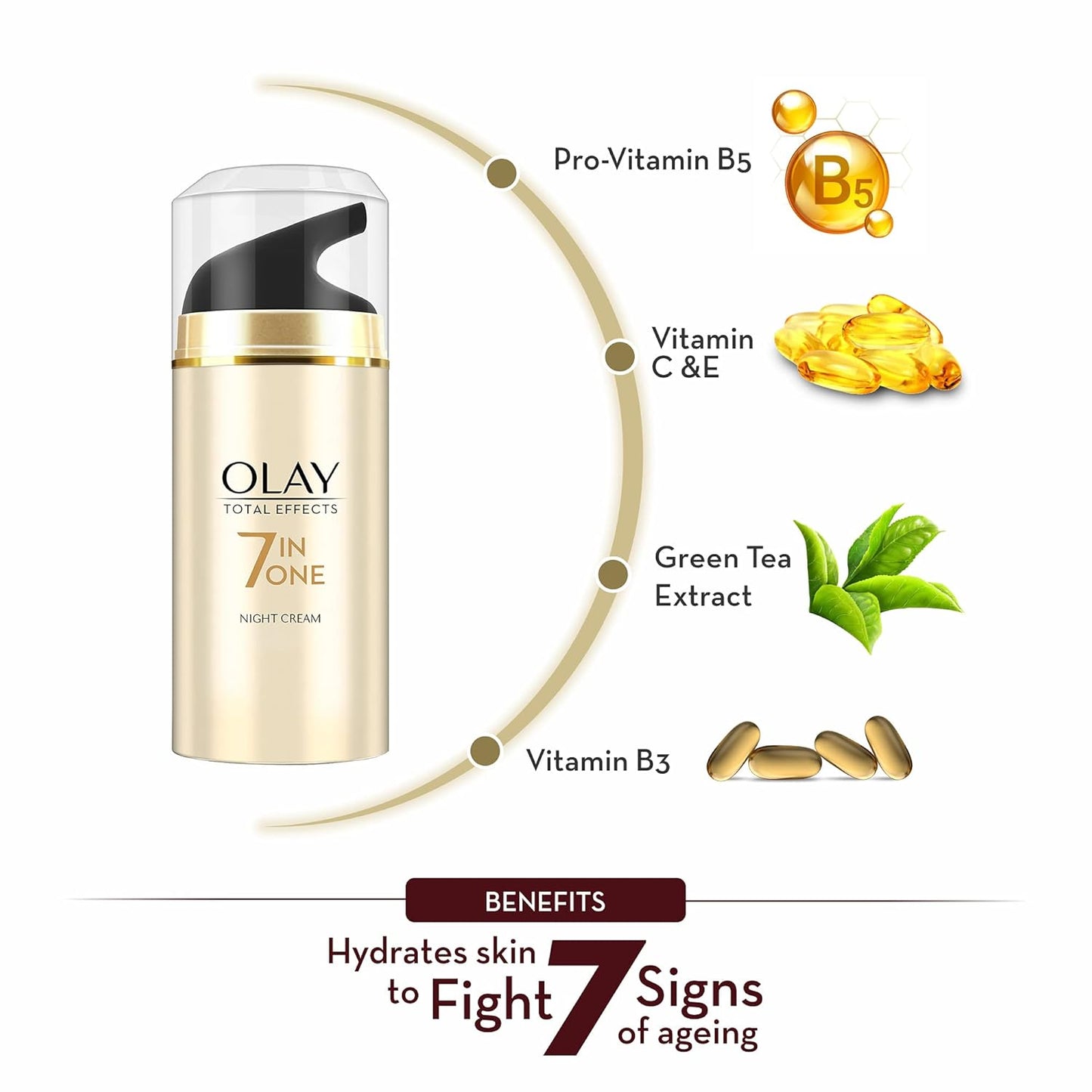 Olay Night Cream Total Effects 7 in 1, Night Cream, 50g
