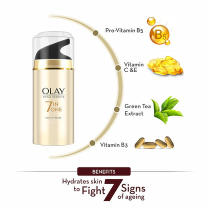 Olay Night Cream Total Effects 7 in 1, Night Cream, 50g