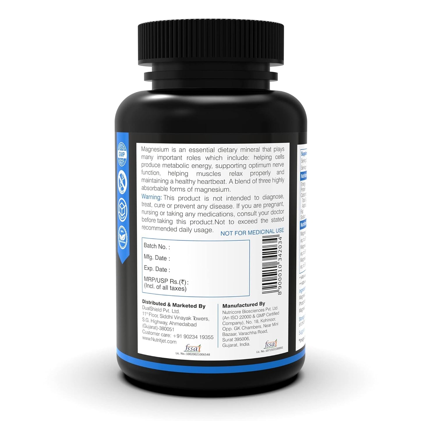 NutritJet Magnesium Glycinate Citrate Malate Complex | Max Absorption, Support Heart, Sleep, Muscle Health, Non-GMO & Gluten Free | 1750mg - For Men & Women 120 Tablets