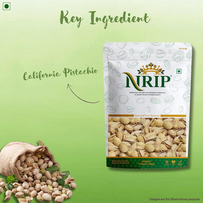 NRIP Premium California Roasted & Salted Pistachios 200g | Healthy Snacks, Dry Fruits, Pista | Tasty & Healthy | High in Protein & Dietary Fiber | Low Calorie Nuts