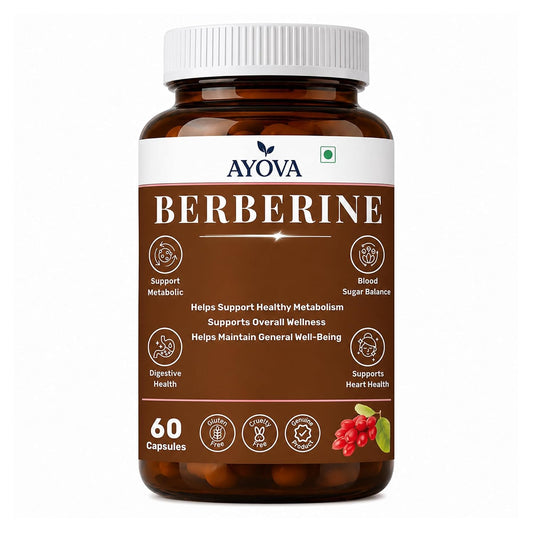 Berberine Capsules Supports Blood Sugar, Heart Health, Cholesterol Management, PCOS/PCOD | Berberine Supplement For Blood Sugar Control, Weight Management - 95% Pure Extract