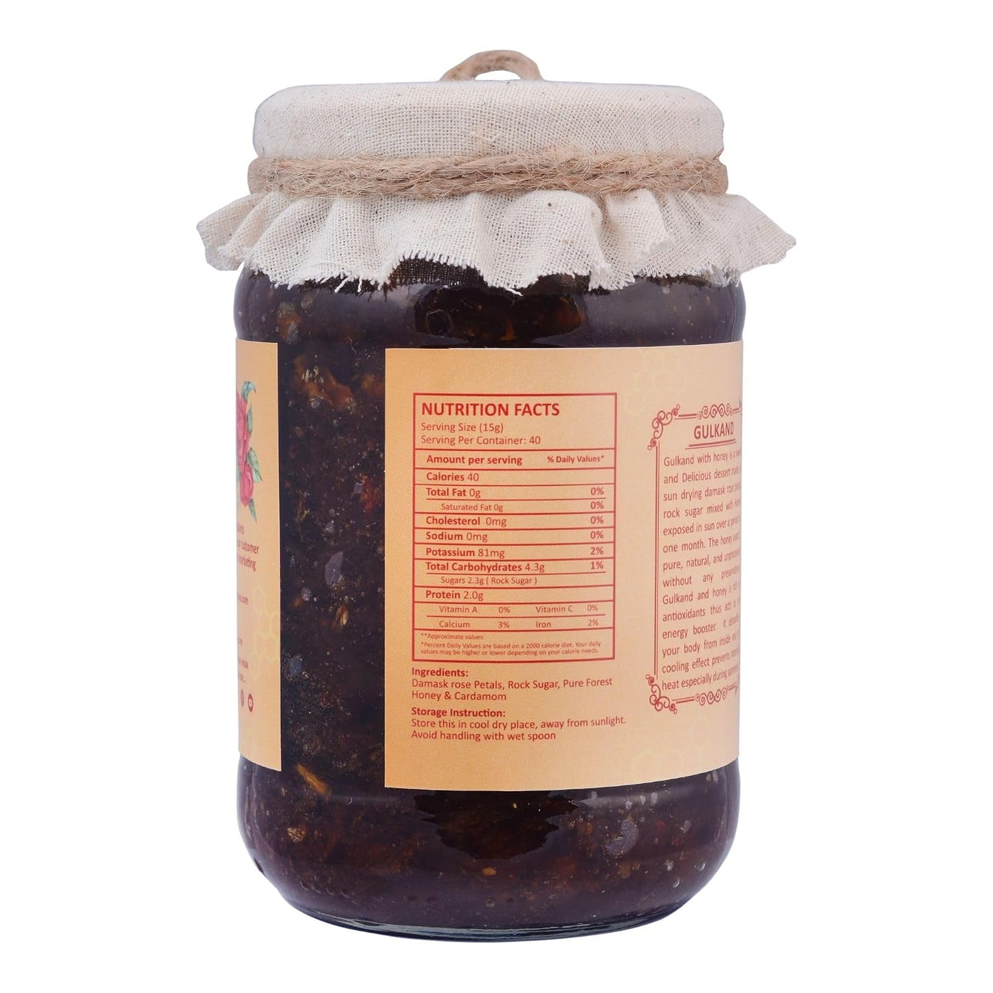 Vanalaya Natural Honey Gulkand | Sun-Cooked Damask Rose with Forest Honey 600gm