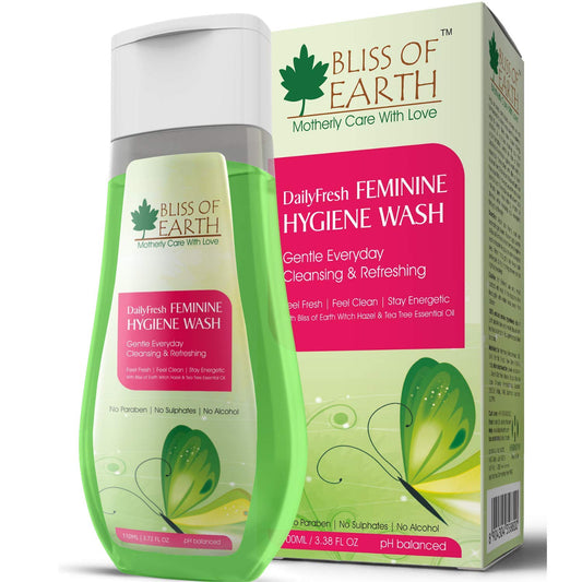 Bliss of Earth® DailyFresh Feminine Hygiene Wash | 100ML | Enriched With Bliss of Earth Alcohol Free Witch Hazel & Australian Tea Tree Essential Oil | Great For Daily Intimate Care