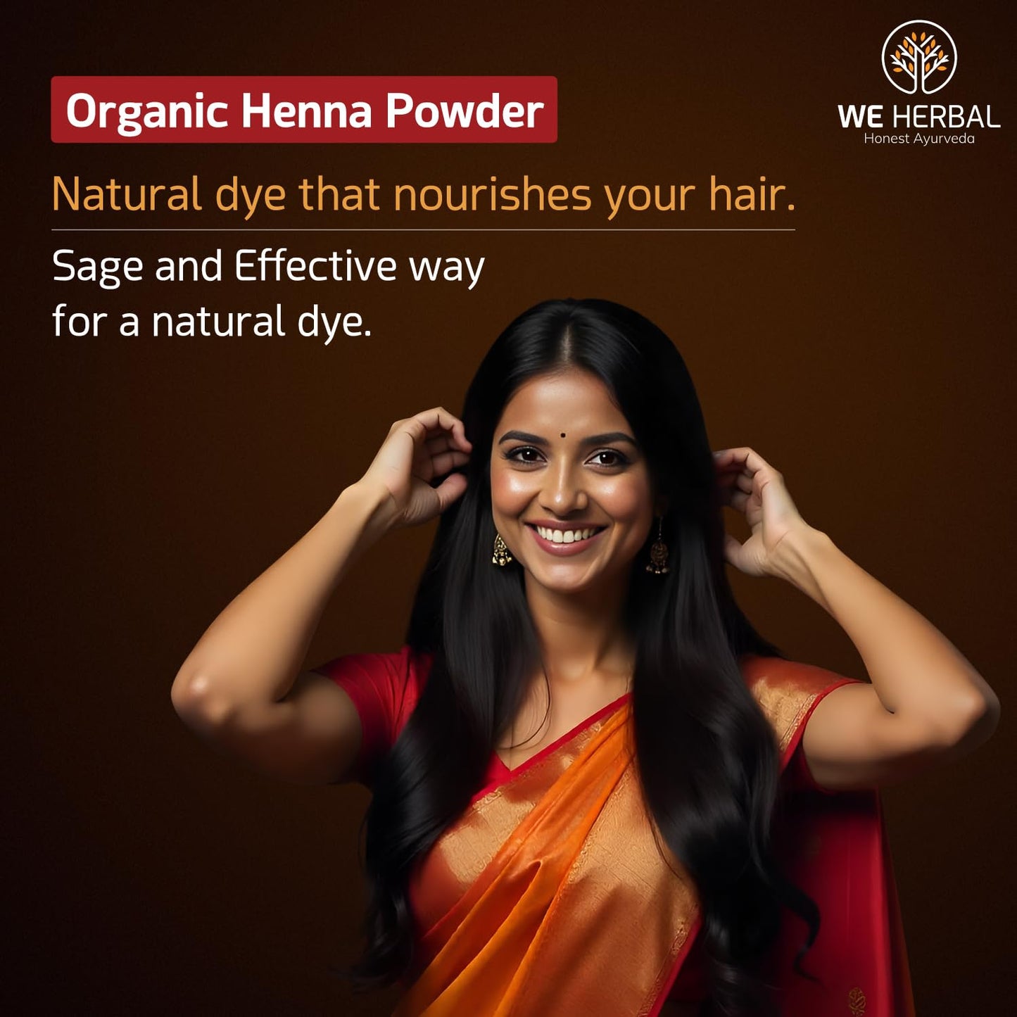 Natural Herbal Henna Powder 100g, Pure & Organic Mehndi for Hair Coloring, Conditioning, Shine & Scalp Nourishment, Healthy Scalp & Long-Lasting Colour, Natural Hair Dye & Mehendi for Soft, Shiny Hair