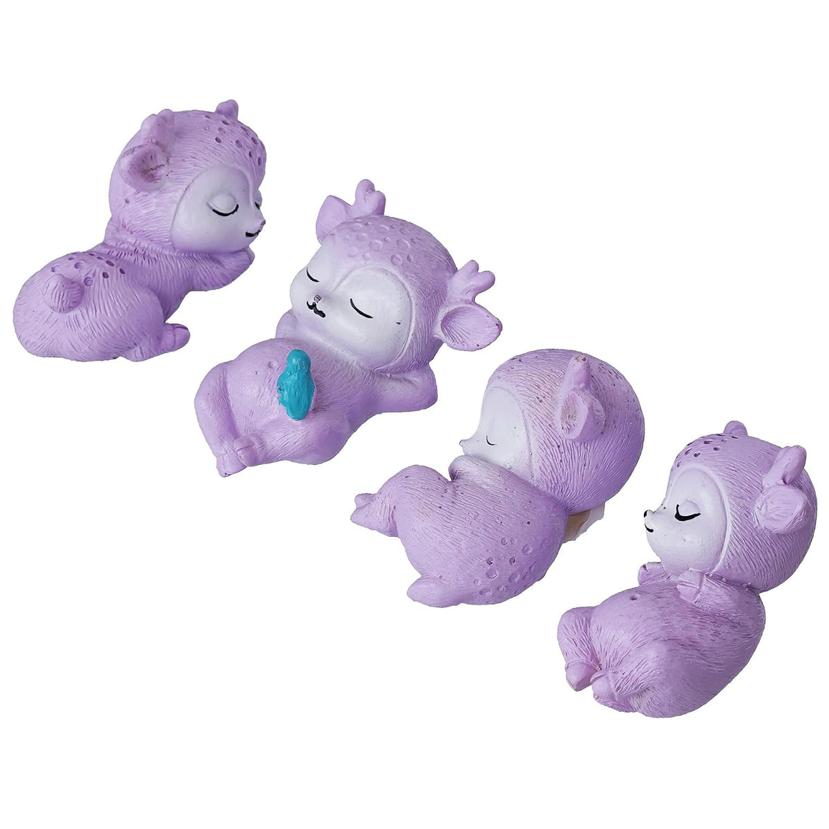 Set of 4 Miniature Cute Sleeping Deer Statues Animal Figurines Decorative Showpiece (Resin) Home Decor Valentine Gift for Girlfriend Boyfriend Husband Wife Valentine Day Decoration Items