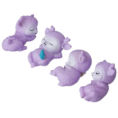 Set of 4 Miniature Cute Sleeping Deer Statues Animal Figurines Decorative Showpiece (Resin) Home Decor Valentine Gift for Girlfriend Boyfriend Husband Wife Valentine Day Decoration Items