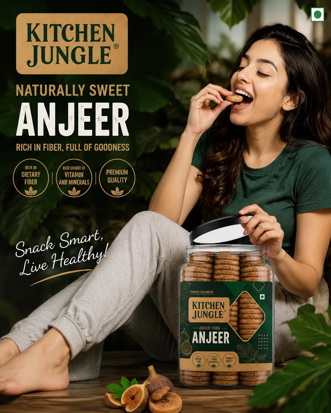 Kitchen Jungle Dry Figs | Anjeer Afghani Grade - Medium Size, Fresh