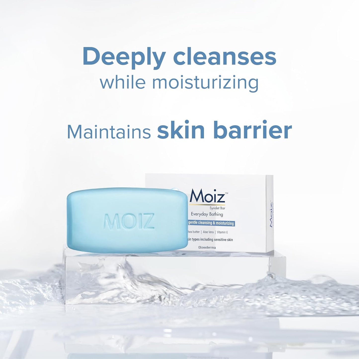 Moiz Syndet Bathing Bar | pH 5.5 | With Shea Butter, Aloe Vera & Vitamin E | Paraben & Cruelty-Free - 75gm