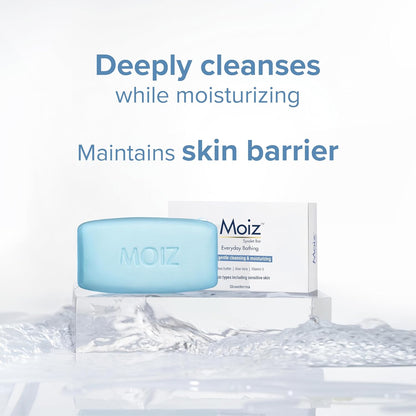 Moiz Syndet Bathing Bar | pH 5.5 | With Shea Butter, Aloe Vera & Vitamin E | Paraben & Cruelty-Free - 75gm