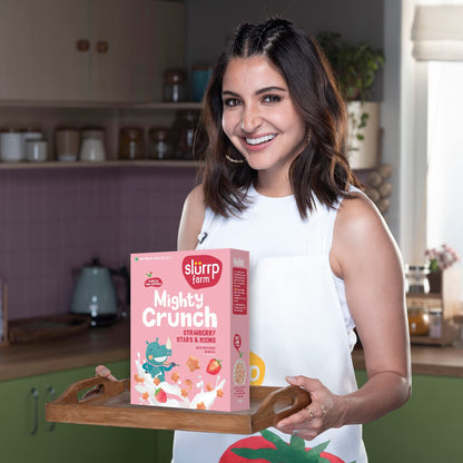 Slurrp Farm Berry Crunch Strawberry Cereal | No Maida, No Refined Sugar, No Added Colour | Ragi Stars and Moons | Healthy Breakfast | 300 g