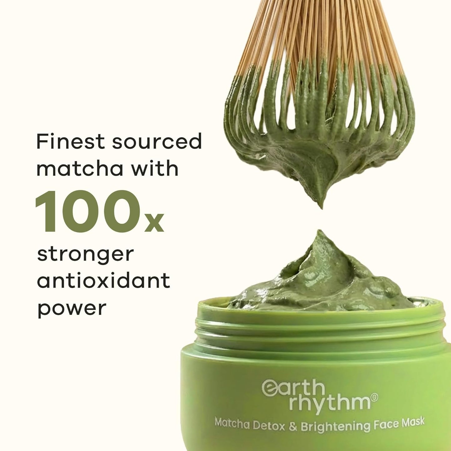 Earth Rhythm Matcha Face Mask Brightens & Detoxifies Skin with Matcha Green Tea & Glutathione for Oily, Combination & Dull Skin - 50gm